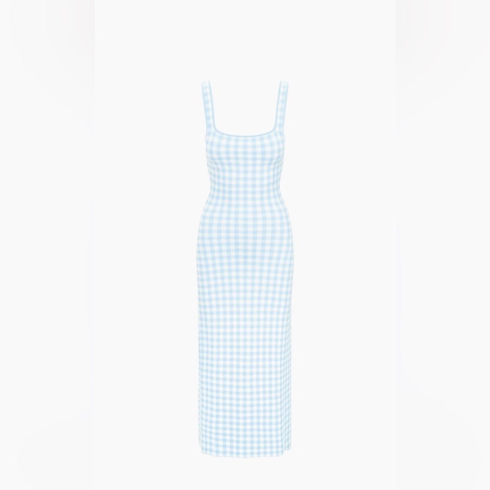 NWT STAUD Katie Gingham Midi Dress MEDIUM